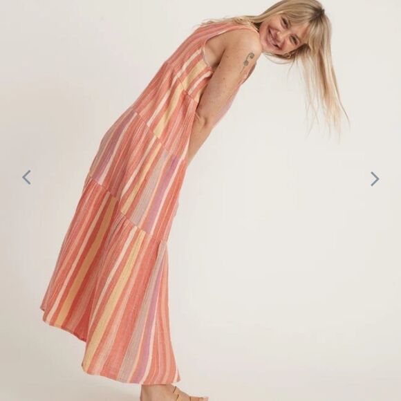 Marine layer Corinne Maxi Dress in Red Variegated Stripe - Picture 6 of 6